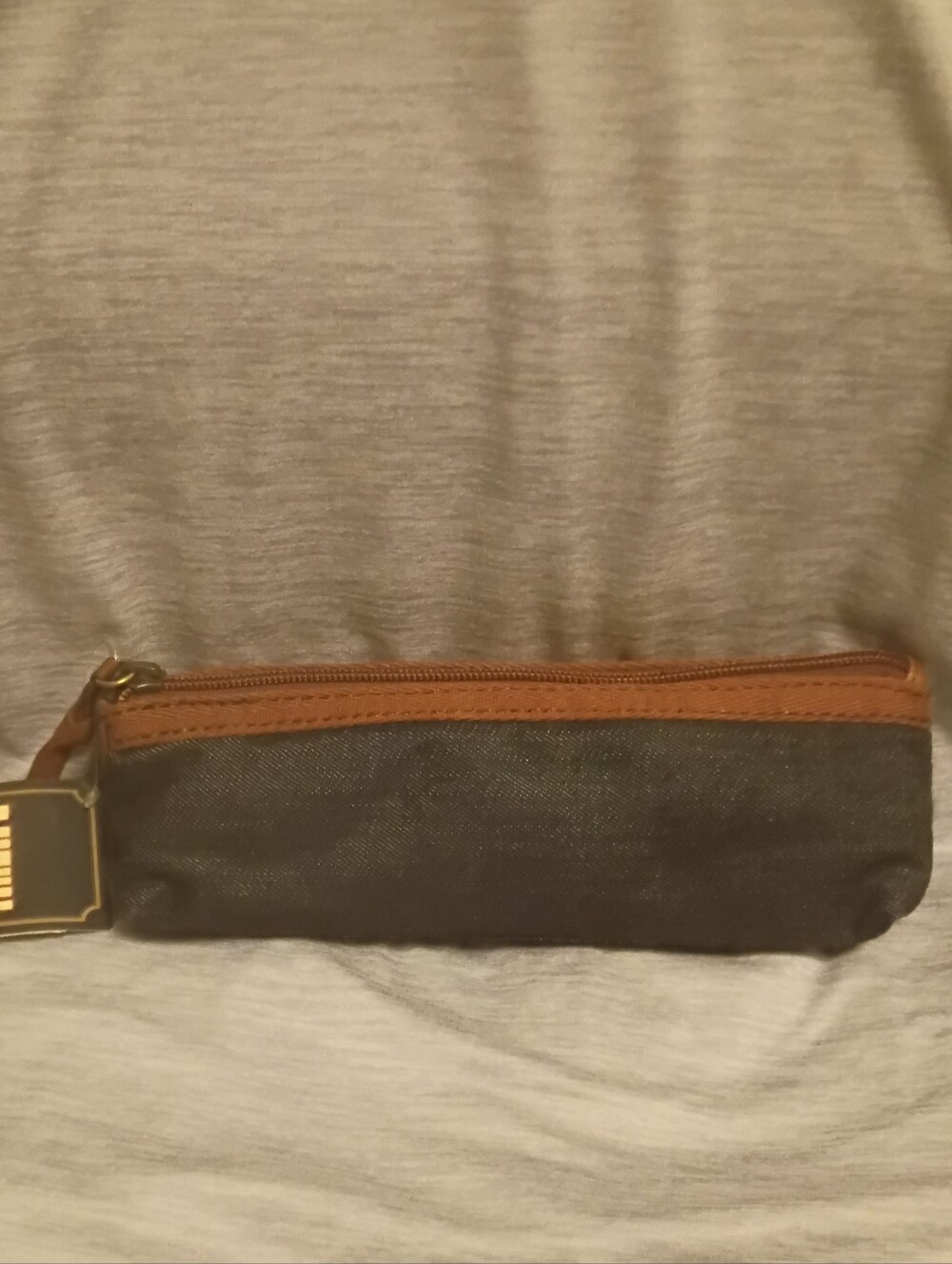 Lucky Brand Denim Pencil Case Cosmetic Bag - Picture 3 of 5